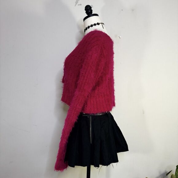 Y2K Hot Pink Cardigan Sweater Front-Tie Softgirl Barbiecore Girlcore Fairy 90s M - Picture 3 of 6